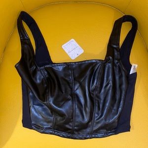 Black faux leather top/ intimately free people